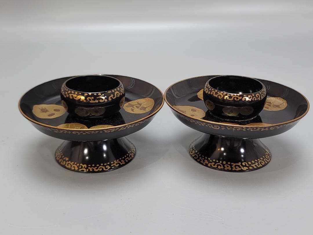 煎茶 時代 蒔絵 碗台 一対