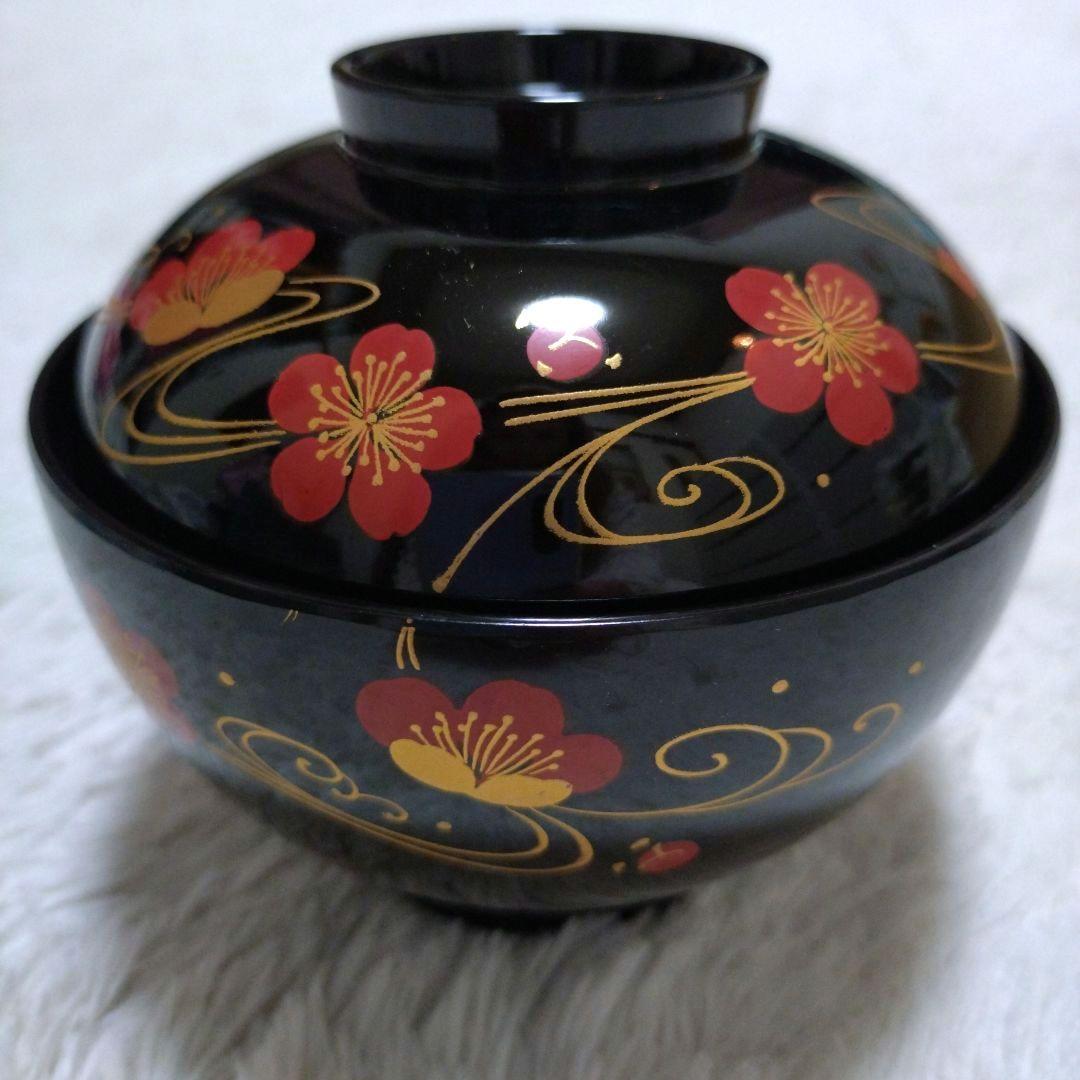 新品✬会津塗り　お吸い物椀蓋付き　流れ梅20客　漆器　桐箱入り