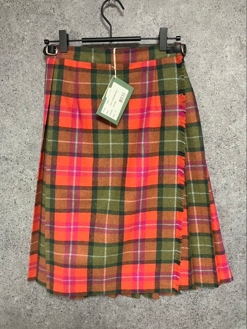 【タグ付き未使用品】オニールオブダブリン　巻きスカート　プリーツ　チェック　膝丈