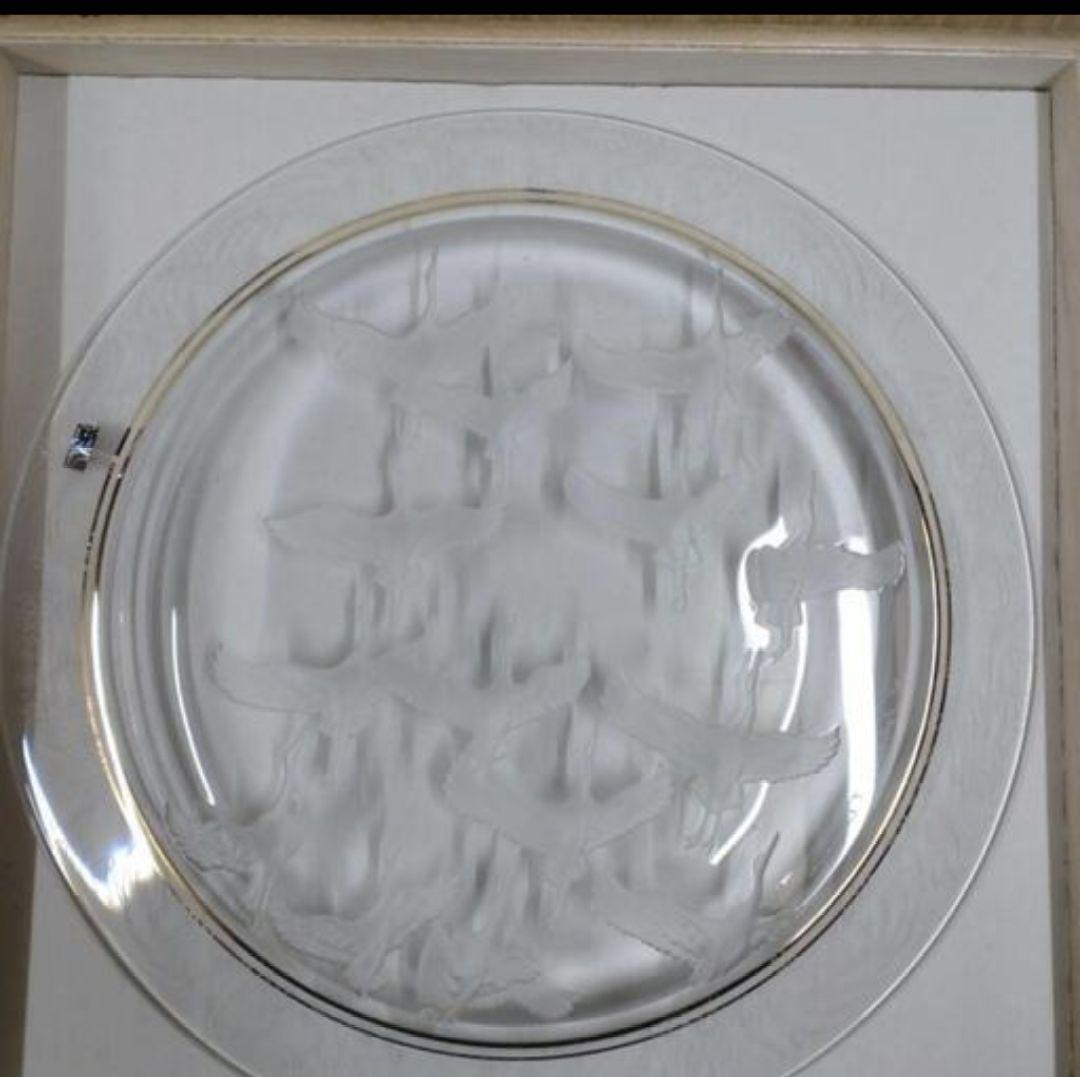 大幅値下げ中　早い者勝ち　HOYAクリスタル　飛鶴金縁波文様大皿