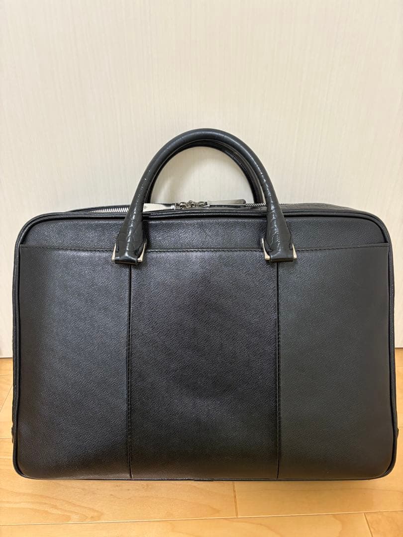 FUJITAKA ブラック レザービジネスバッグ 「やさいいため」