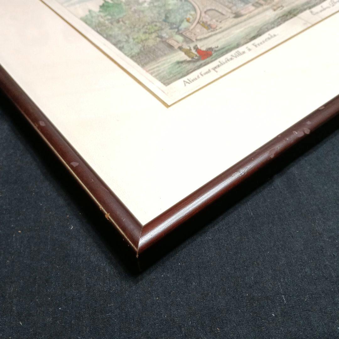 額装品　古典版画　1685年　FALDA 「Villa Frescada」ローマ