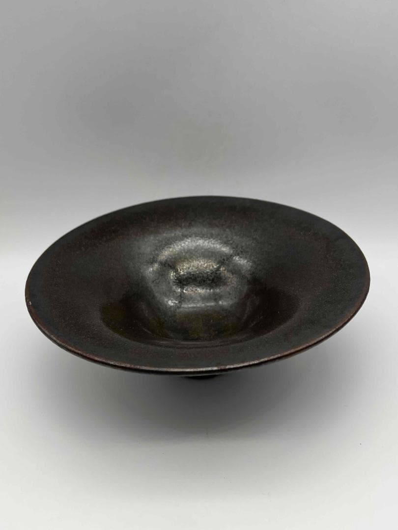 南宋時代　油滴天目茶碗　笠茶盞 旧家蔵出し 唐物　古賞物　時代物(E-69)