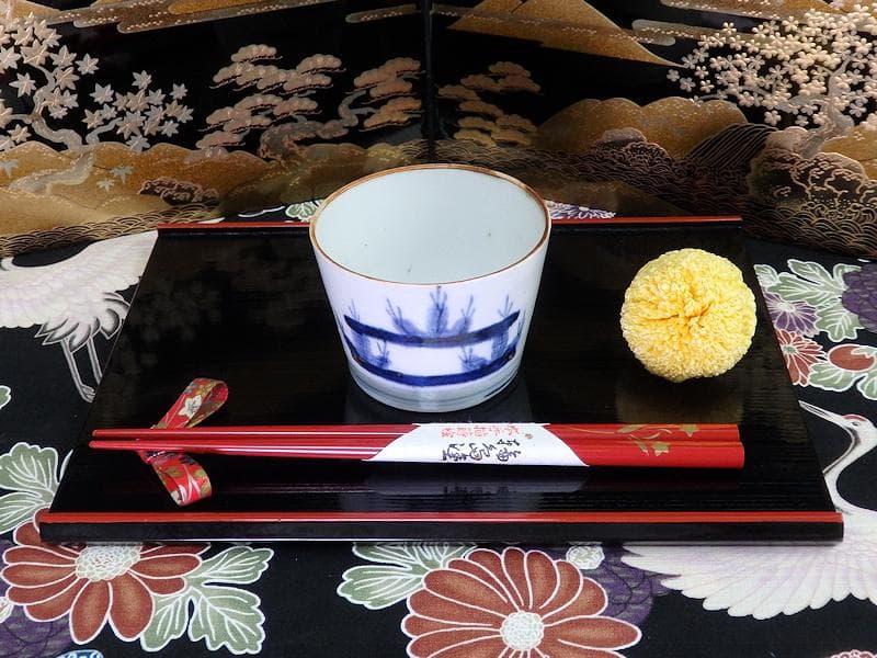 古伊万里　染付　若松に霞の図　蕎麦猪口　C362AS-fbqs