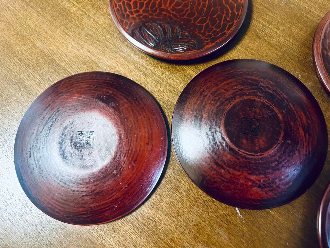 鎌倉彫　陽堂（ようどう）　梅花ボウル1個　銘々皿5客セット