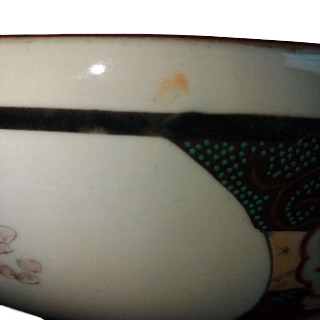 古九谷焼　武者文　海浜楼閣図　 菊花雀文　一尺鉢　手書き　古美術