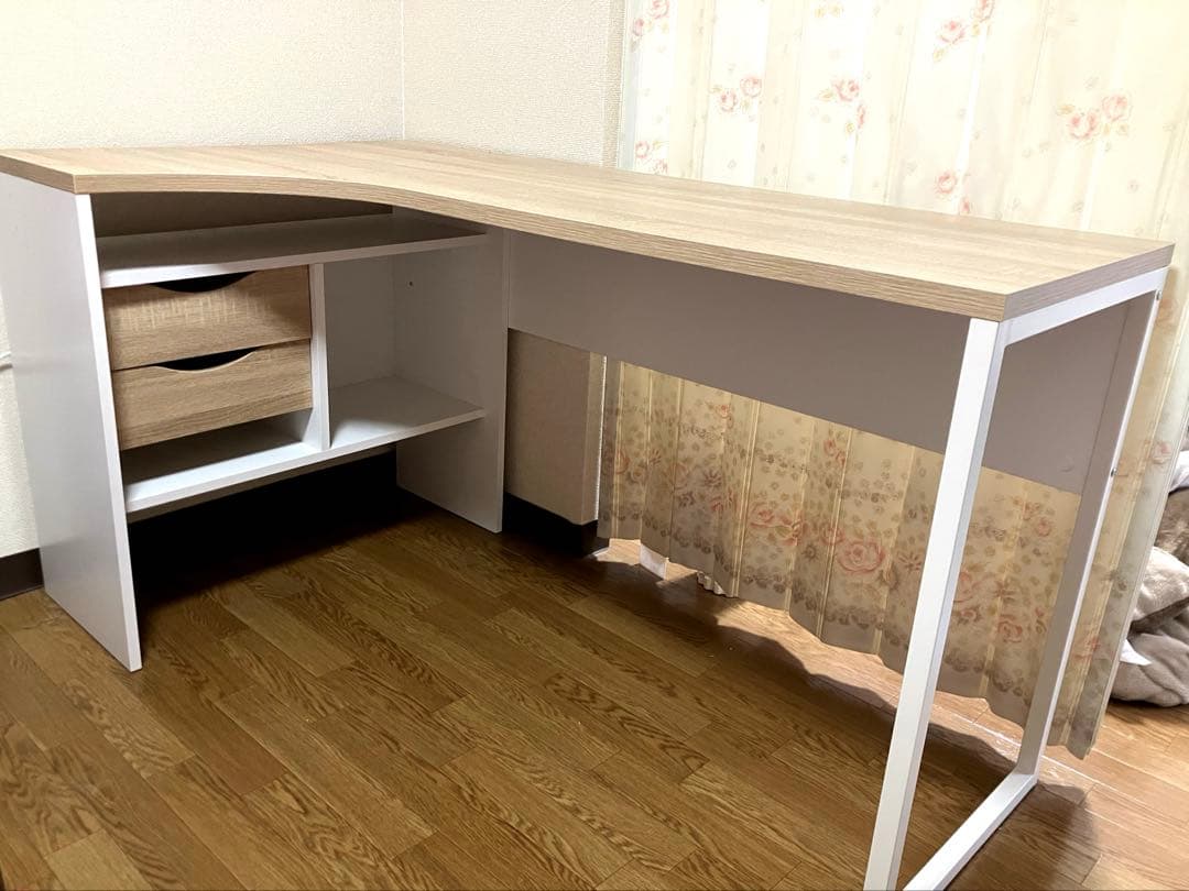 美品 LOWYAコーナーデスクL字下 収納付き引き出し【2/20-28に発送】