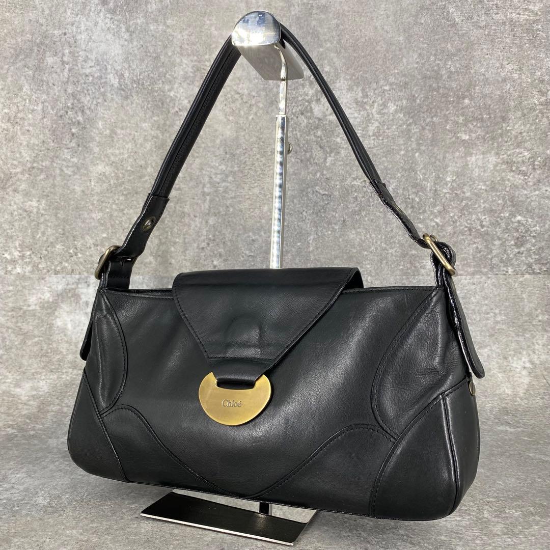 バッグ y2k Chloe leather one-shoulder bag black