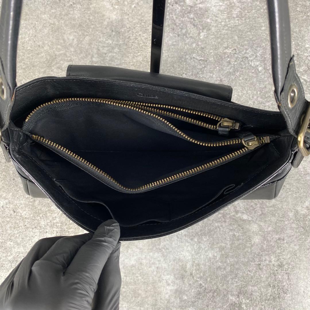 バッグ y2k Chloe leather one-shoulder bag black