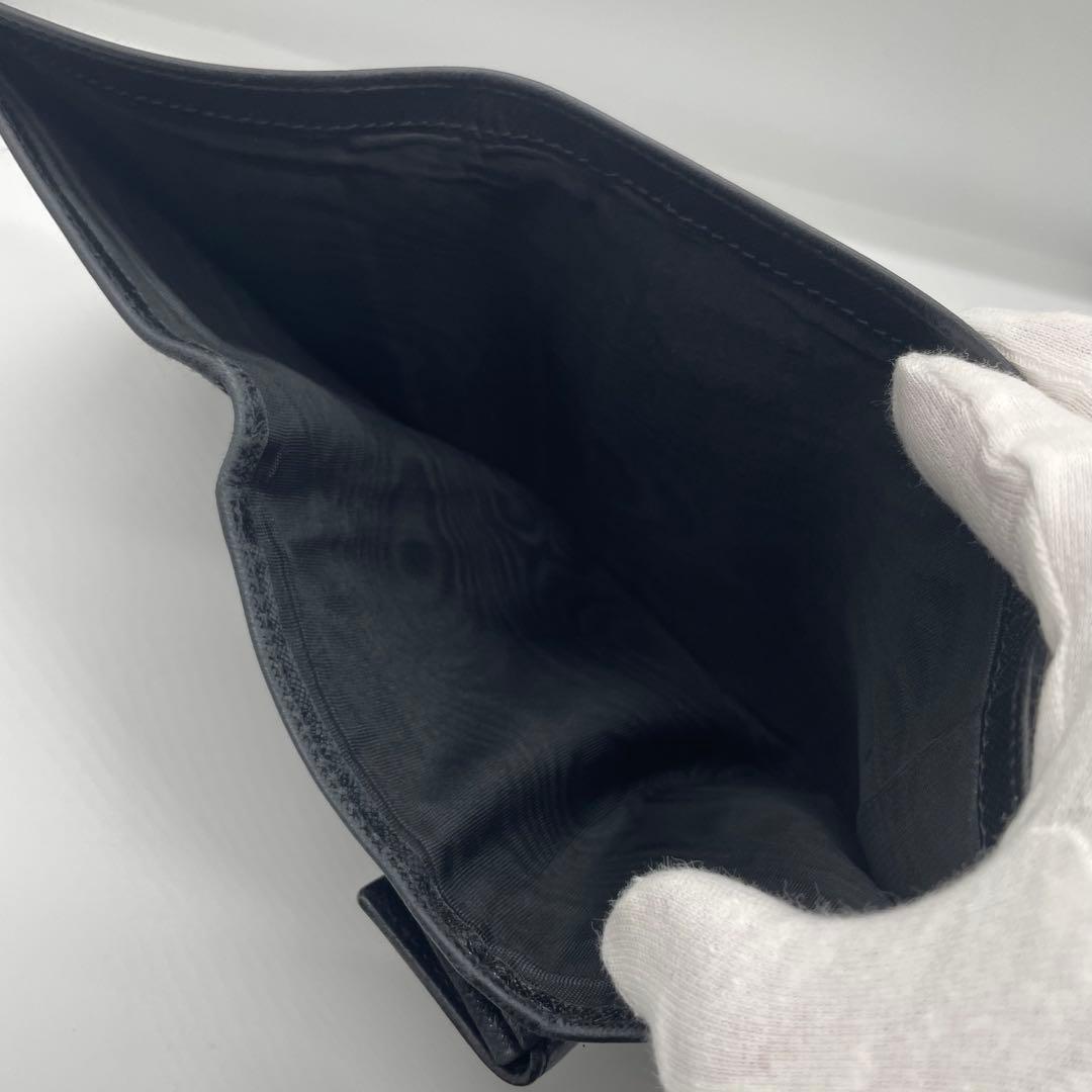 【美品】 PRADA プラダ サフィアーノレザー 折り財布 ブラック w4