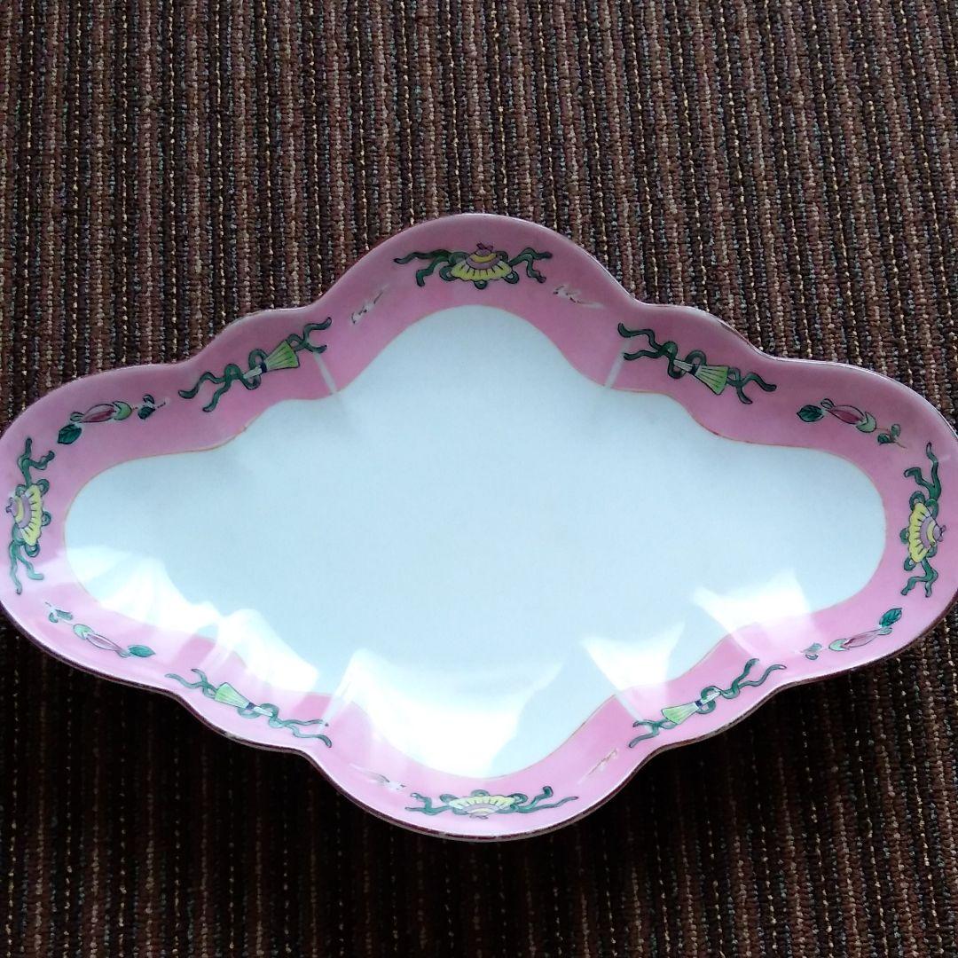 [中国古玩]　五彩花弁紋皿　大明成化旭昇製