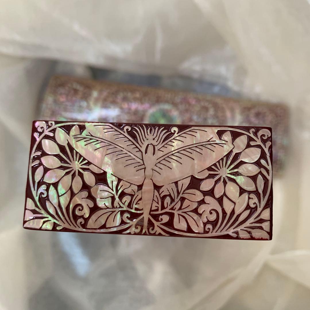 美品　螺鈿細工　ジュエリーボックス　ペンケース　伝統工芸　ピンク系