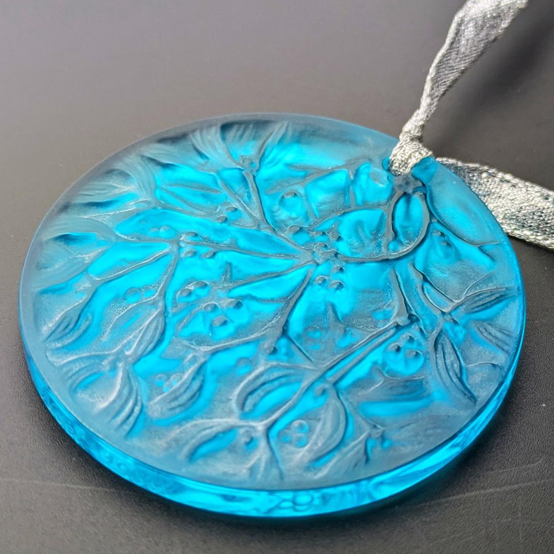 鮮烈ターコイズ★ラリック ヤドリギ ペンダント オーナメント 美品 フランス