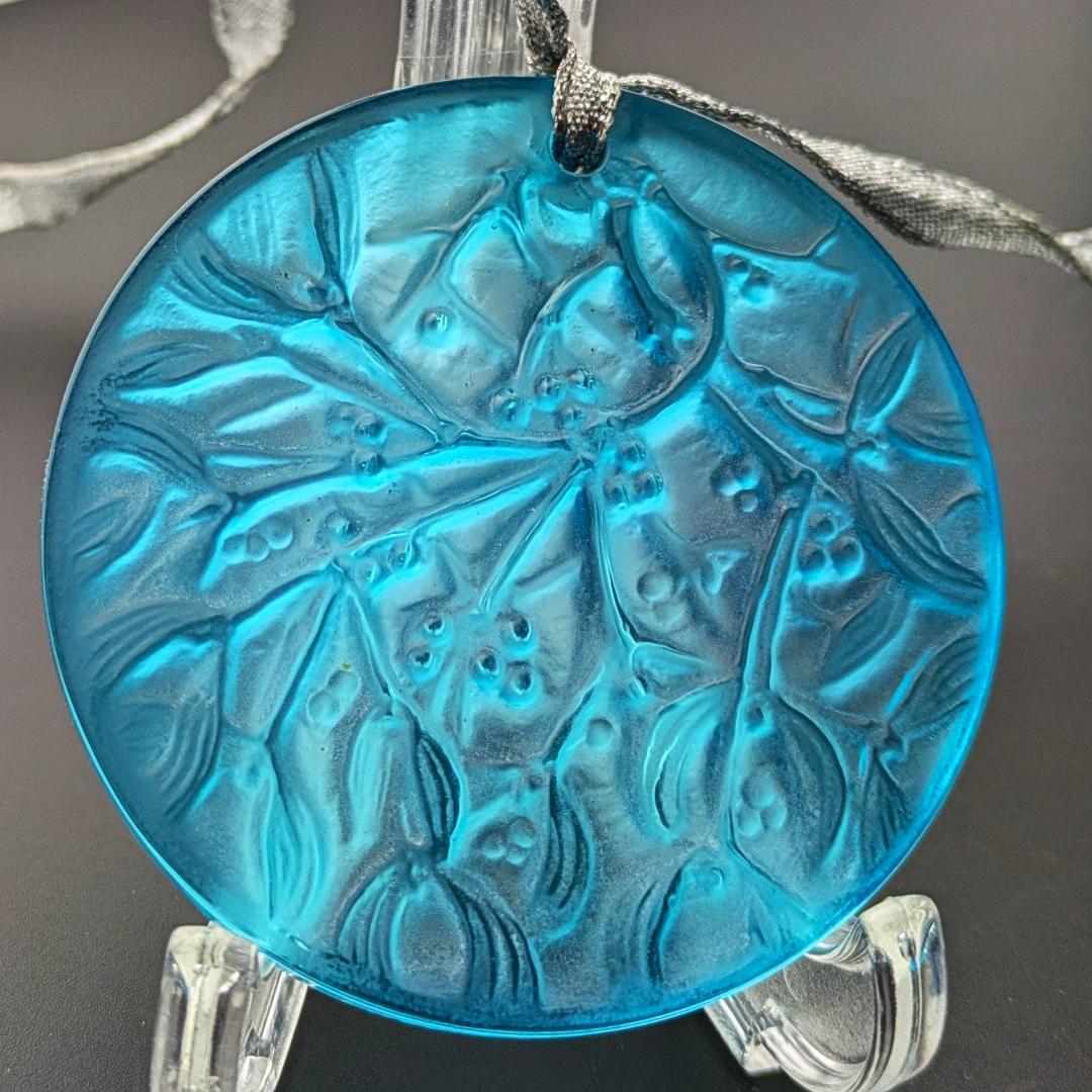 鮮烈ターコイズ★ラリック ヤドリギ ペンダント オーナメント 美品 フランス