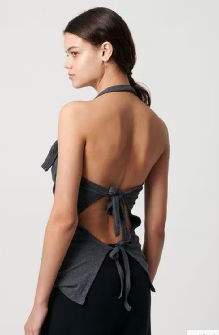 ATTISESSION バックタイ ホルターネックトップス