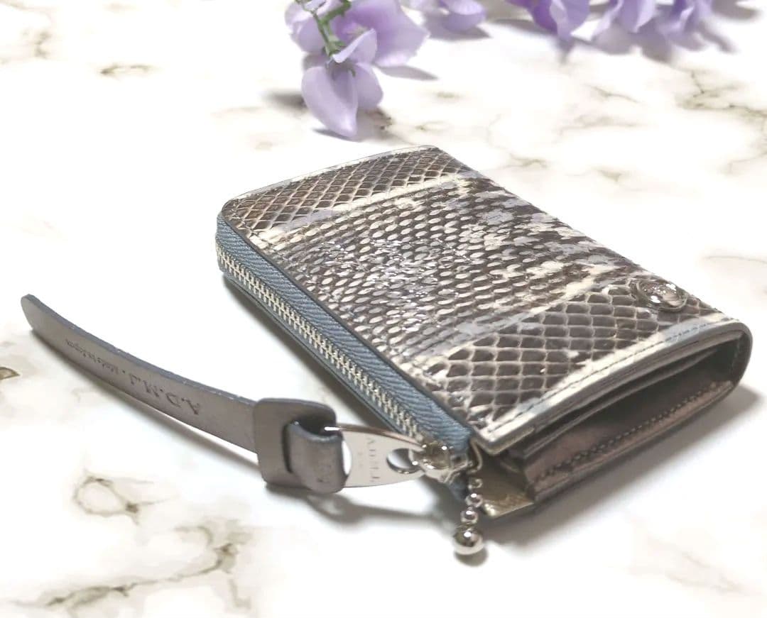 ADMJ スネークレザー エリーゼ スマートパース 財布 ミニウォレット 美品❣