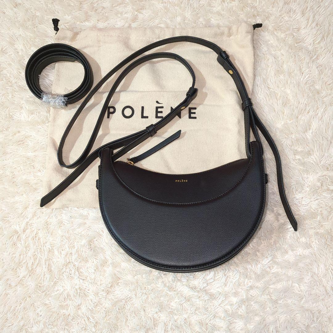 POLÈNE ブラック レザー ショルダーバッグ