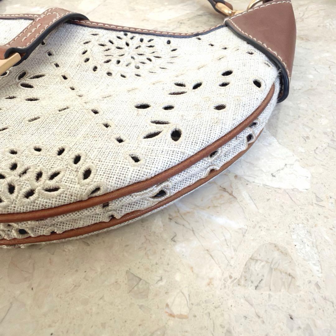 【ポロラルフローレン】美品✨リネン混 ID アイレット ワンショルダーバッグ