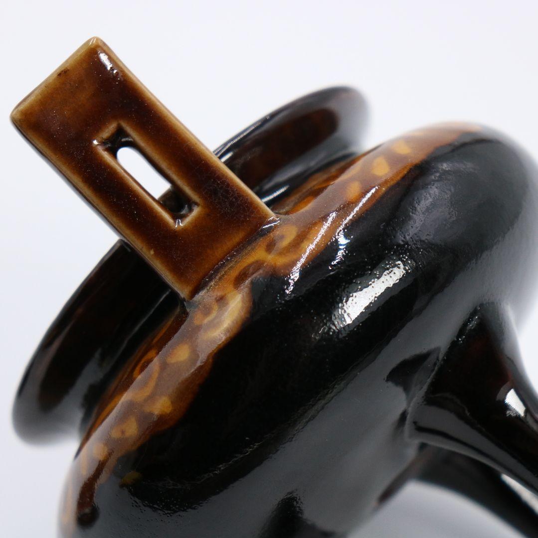 三ツ井為吉作 深厚釉香炉 九谷焼 火焔文皇玉獅子 高足三足 共箱共布　AP88