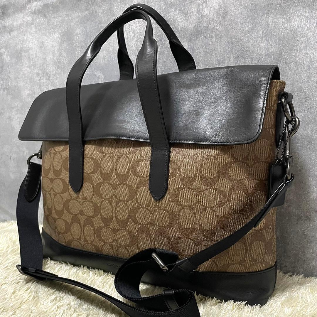 【極美品】COACH コーチ ビジネスバッグ ベージュ レザー PC収納可