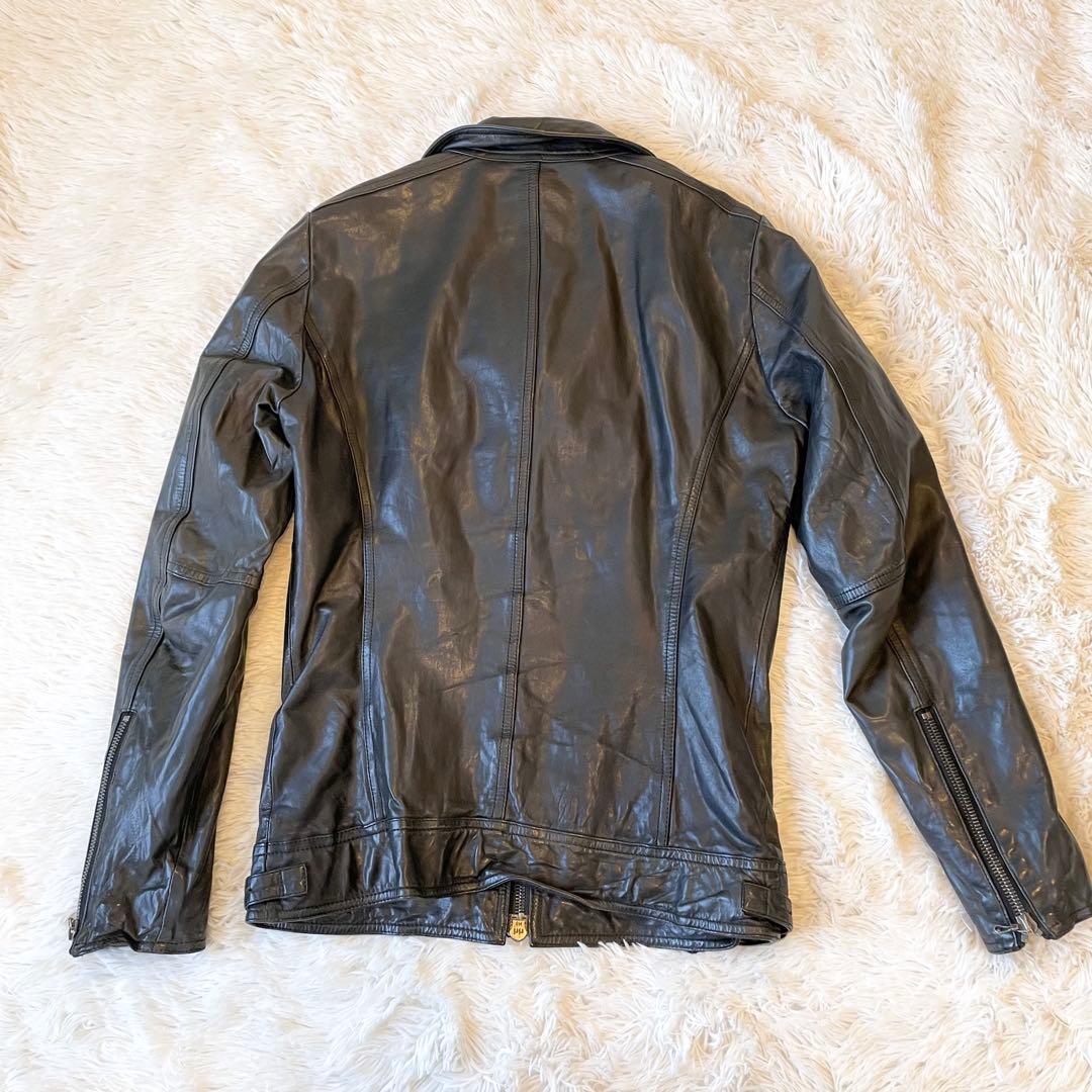 シェラック レザージャケット シングルライダース カウレザー ブラック 本革 L