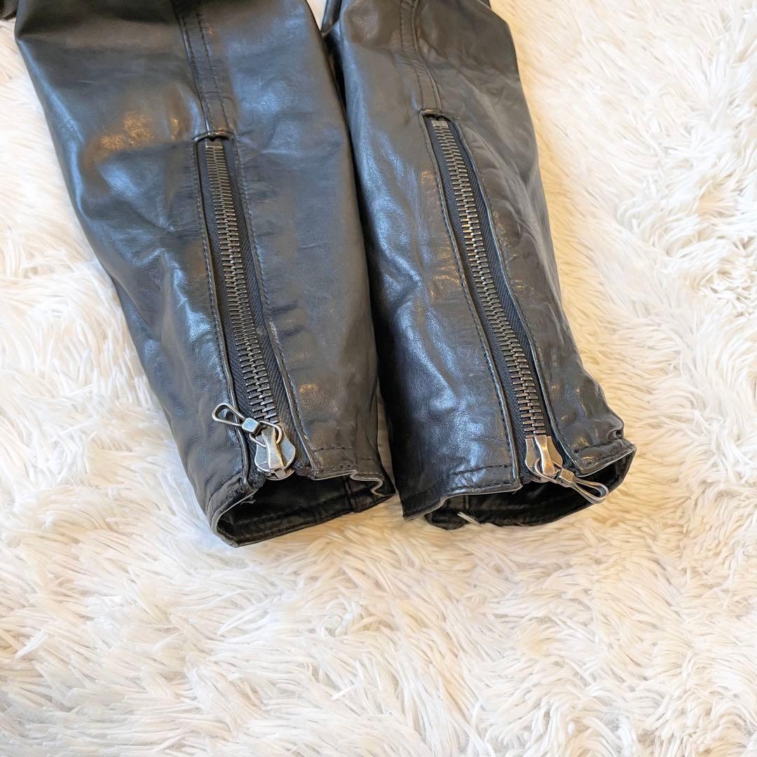 シェラック レザージャケット シングルライダース カウレザー ブラック 本革 L