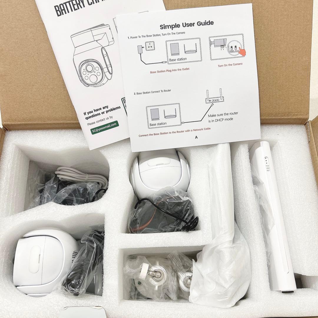 防犯カメラ 2台セット ソーラー 人感センサー 双方向通話 ベースステーション