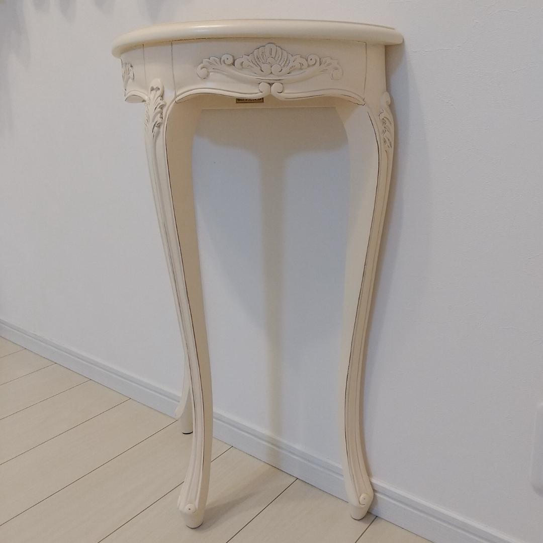 猫脚テーブル/コンソールテーブル/ロココ調/半円/木製/インドネシア製/姫系