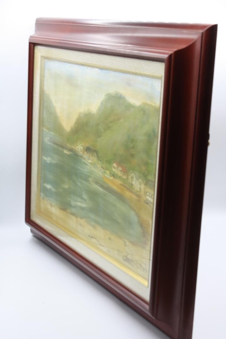 額縁付き日本田舎風景画   油絵