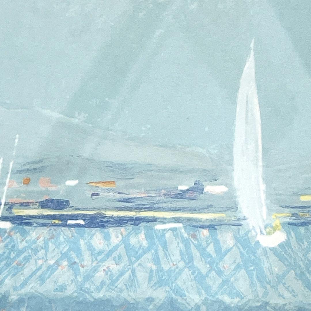 美品 真作保証 アンドレ・ブーリエ『ヨットハーバー』大判リトグラフ直筆サイン入り