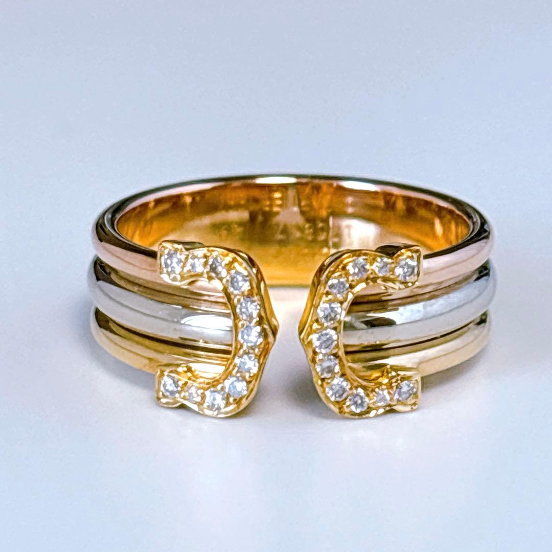 【新品仕上げ】カルティエ 2C　C2 スリーゴールド ダイヤ リング 10号