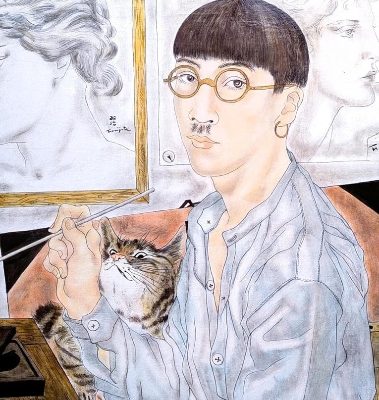 伊藤和生　藤田嗣治作「自画像」（東京近代美術館所蔵）油彩画にて模写Ｆ20号 額装