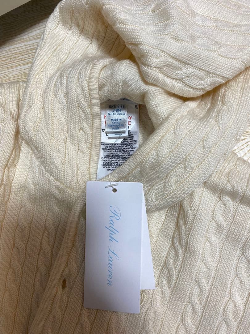 (ベビー)ケーブルニット ウール フーデッド ポンチョ