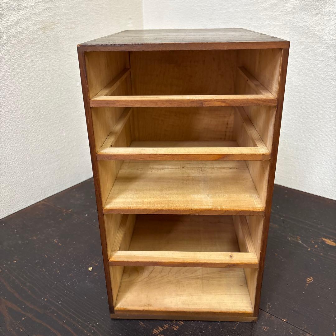 古道具 木製 小引き出し 5段 金具付き 昭和レトロ 収納棚 アンティーク