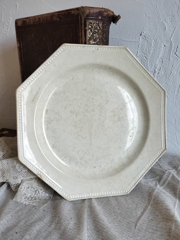 フランス アンティーク クレイユモントロー オクトゴナルプレート 陶器 平皿①
