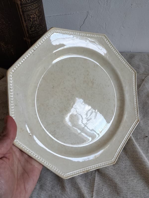 フランス アンティーク クレイユモントロー オクトゴナルプレート 陶器 平皿①