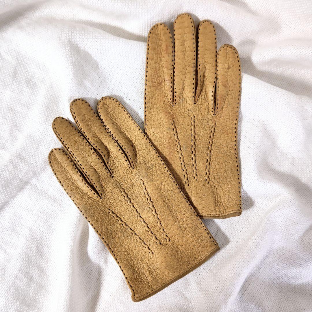 デンツDENTSハンドソーイング手縫いペッカリーレザーグローブ手袋アンライニング