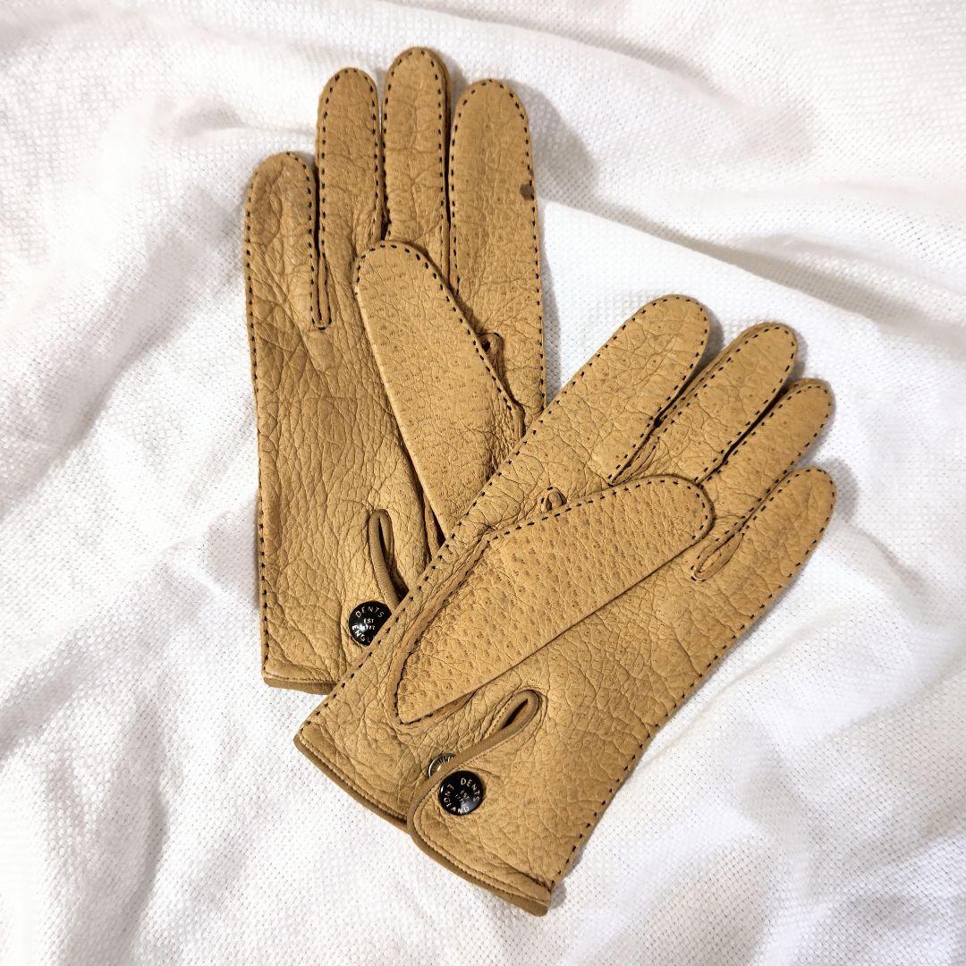 デンツDENTSハンドソーイング手縫いペッカリーレザーグローブ手袋アンライニング