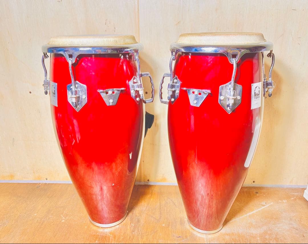 TOCA コンガ ペア 打楽器 木製 レッド 中古 パーカッション