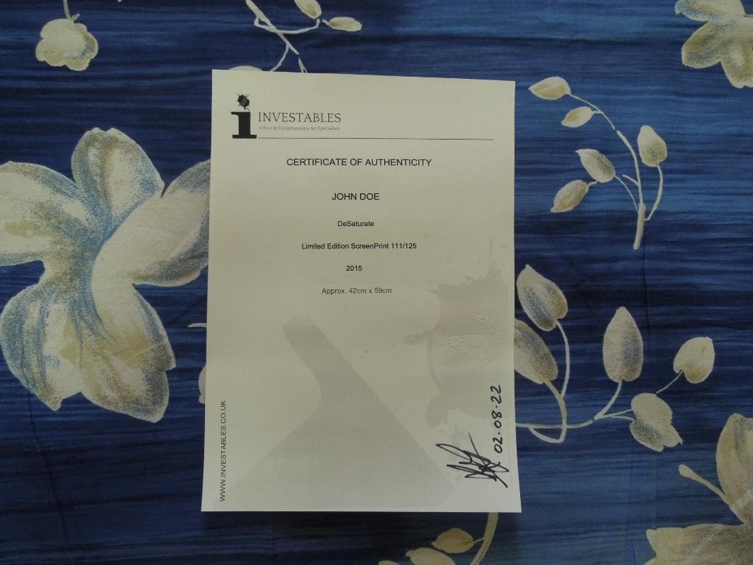 レア　真作　John Doe　直筆サイン　村上隆　banksy　kyne　COA