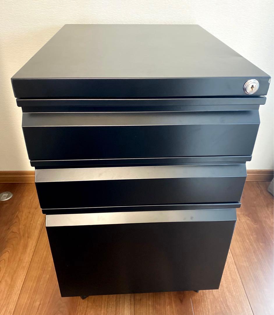 【訳あり品】サイドワゴン オフィス 鍵付き キャスター付き 3段 完成品