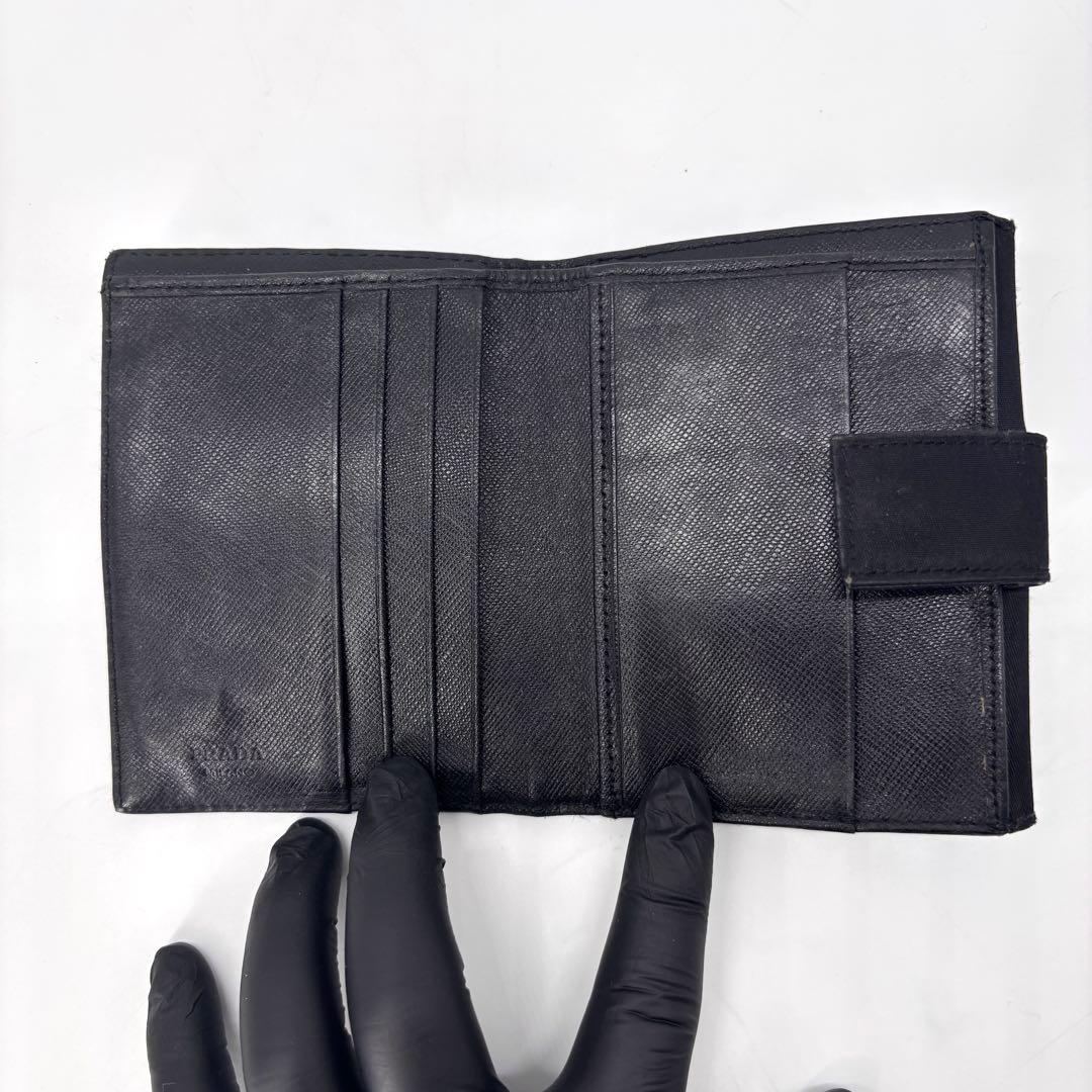 t*o様 PRADA プラダ ナイロン×テスートレザー 三つ折り財布　三角ロゴ