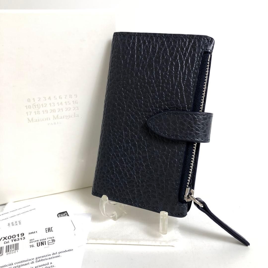 【美品】★8F061 メゾンマルジェラ ケース グレインレザー ネイビー