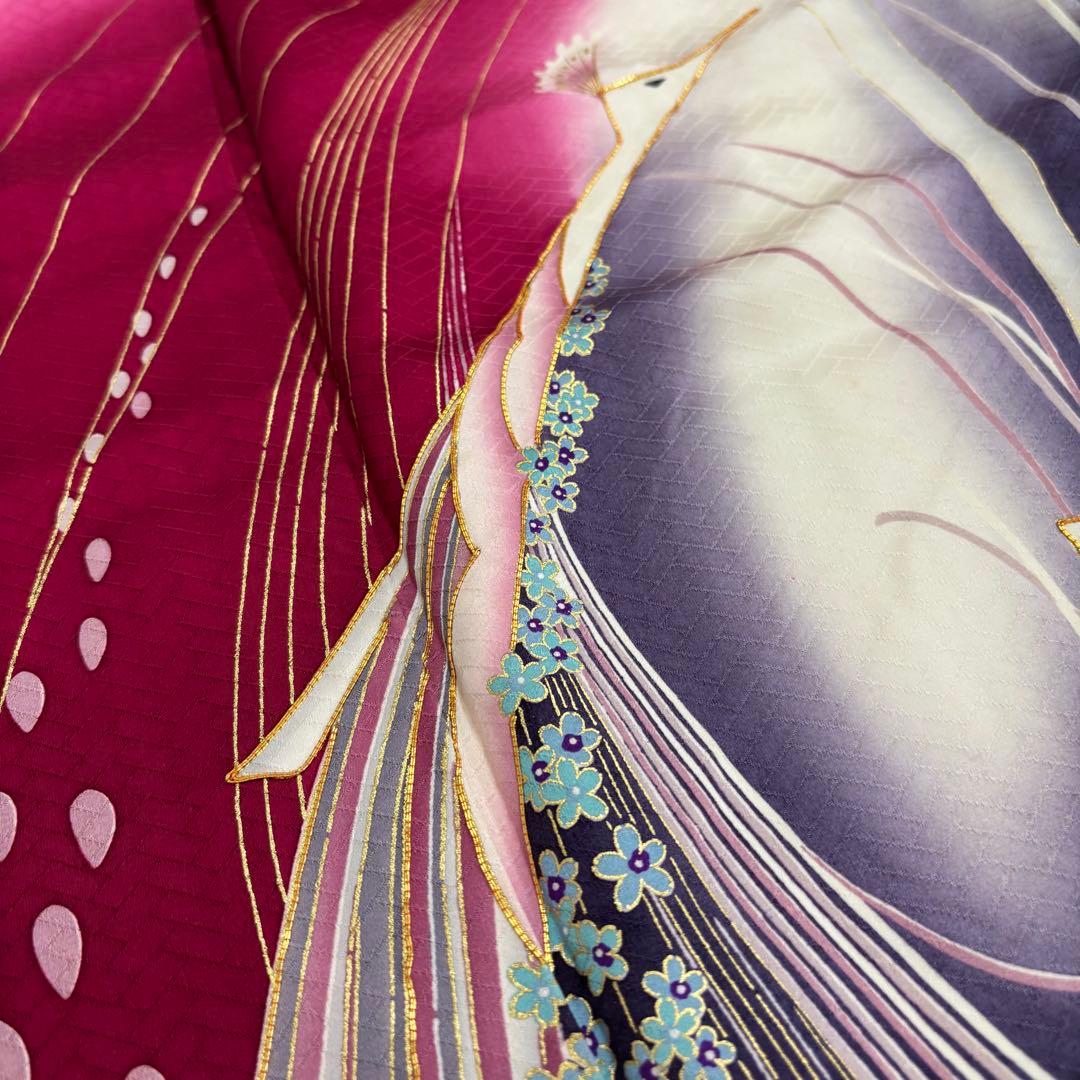 ふさ様　AK-6867 振袖 金駒刺繍 迫力ある鳥 着丈175 素敵なデザイン