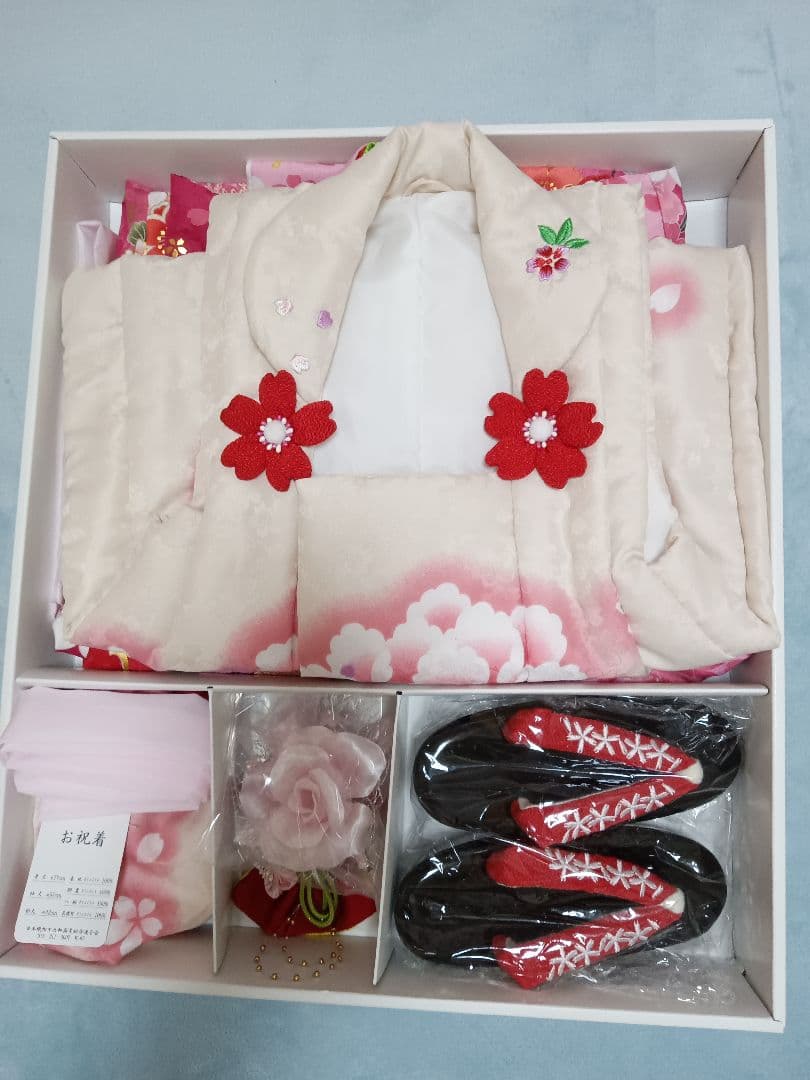 七五三　3歳　着物　女の子　マユミハセガワ　セット　 草履　新品　着物　1回使用