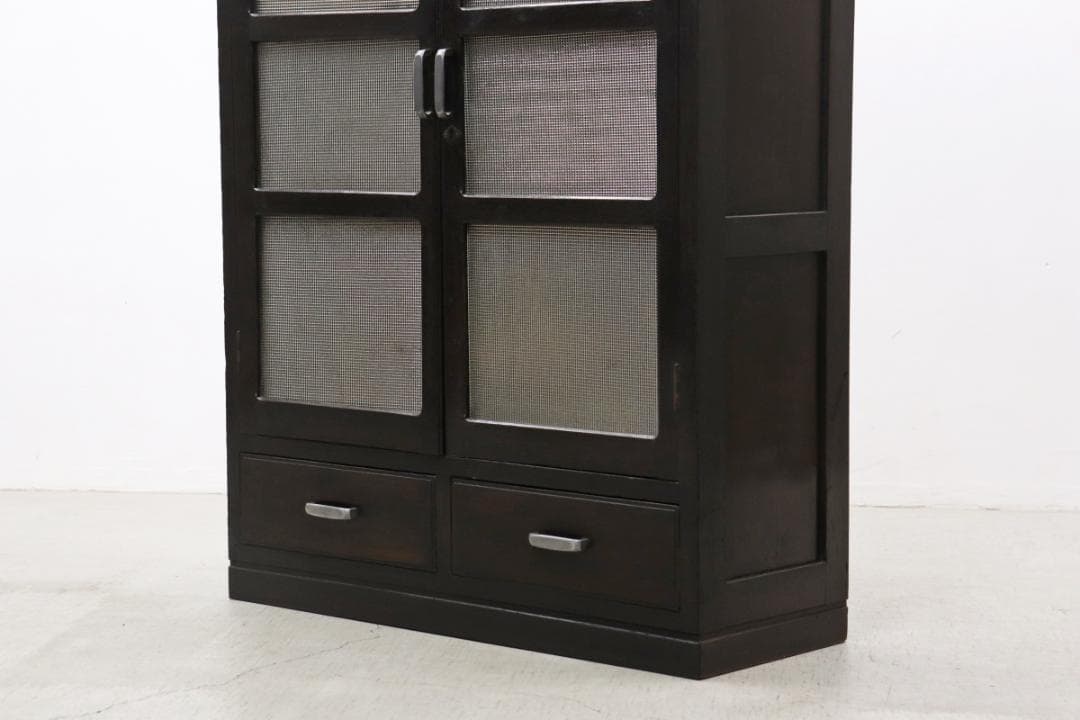 レトロ ガラス キャビネット ダイヤガラス 食器棚 書棚 本棚 本箱 収納 水屋