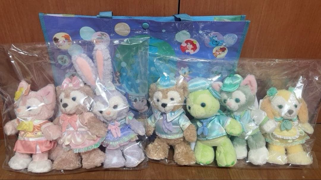 カラフルハピネスダッフィー＆フレンズ 　バケパ限定ポージープラッシー7体セット