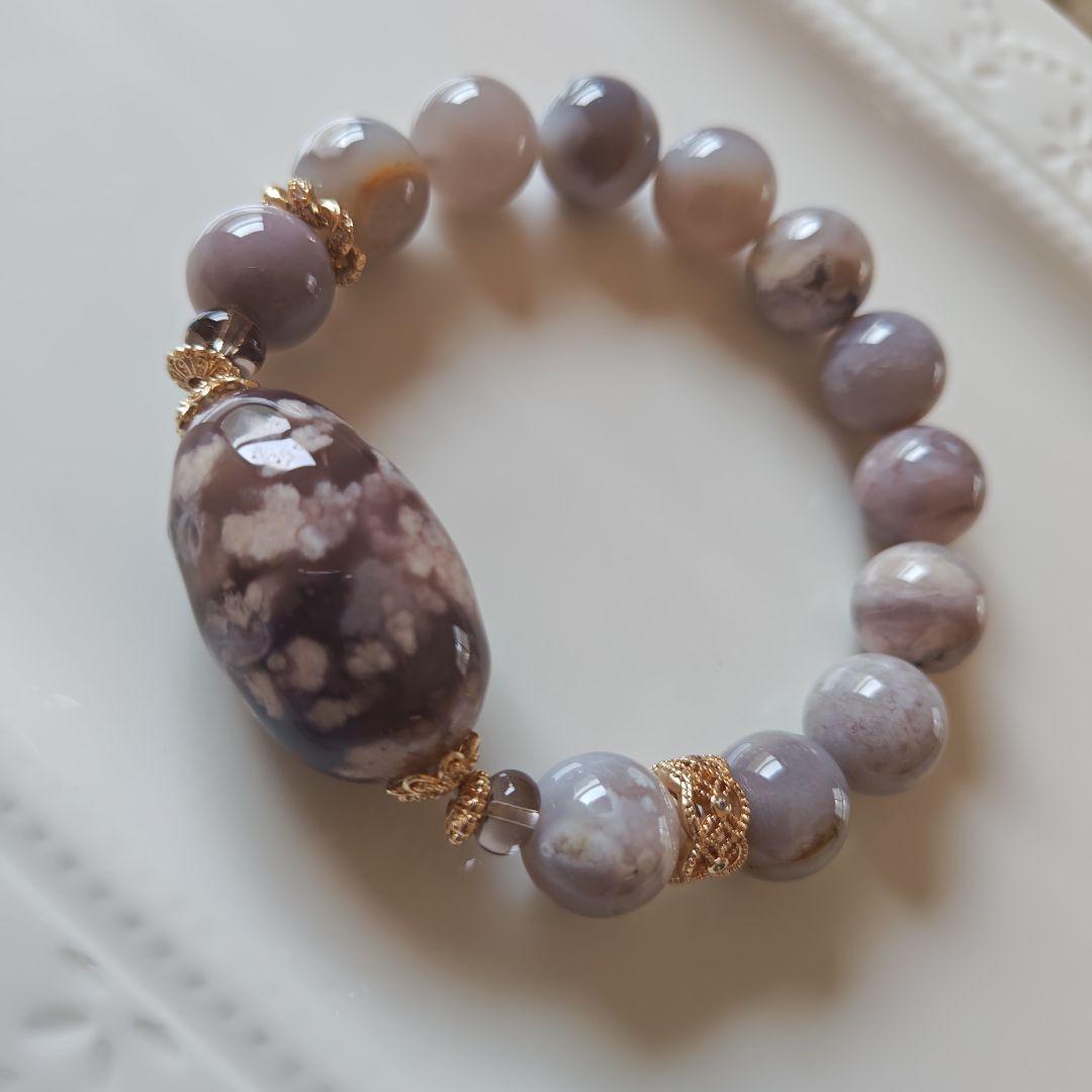 専用です♡新作♡黒桜瑪瑙どんころ＆グレー桜瑪瑙ブレス