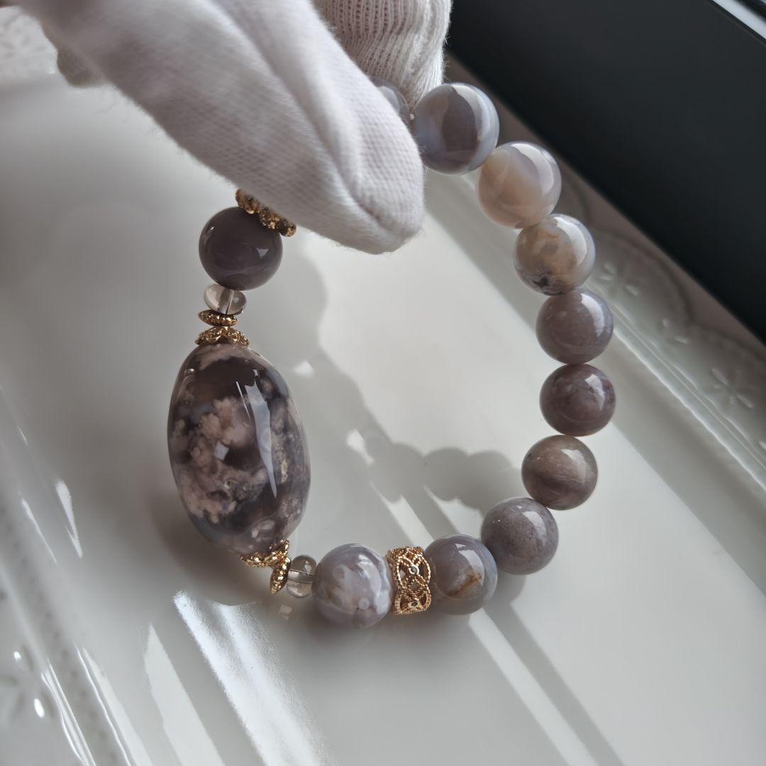 専用です♡新作♡黒桜瑪瑙どんころ＆グレー桜瑪瑙ブレス