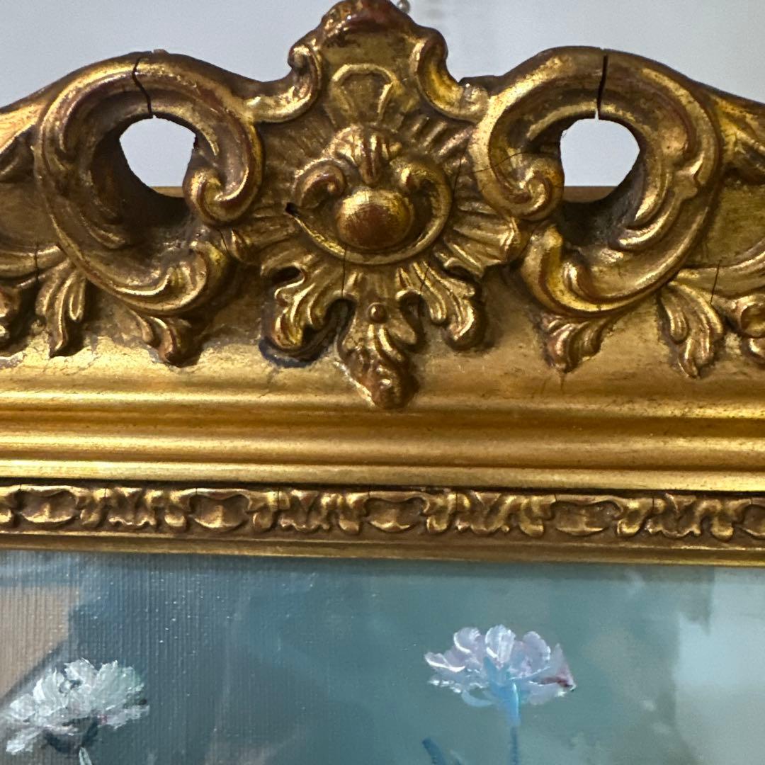 真作　肉筆　油彩　絵画　イタリア製額縁ルノアール風